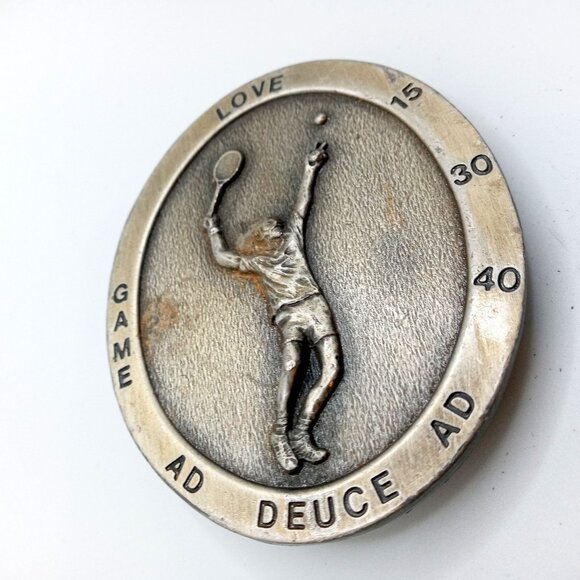 Tennis Belt Buckle Vintage 1977 Pro Racket Serve Player Ball Shoes Sports - Picture 8 of 9